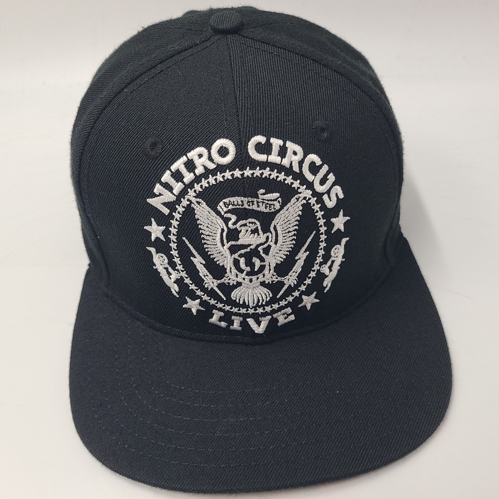 Nitro Circus Hat Snapback Black White Live Wool Blend Extreme Sports Logo Men
